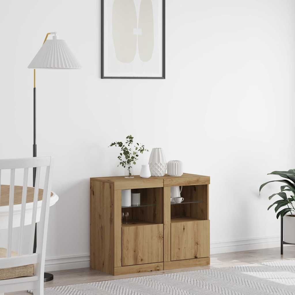 Armadietti Con Luci Led 2Pz Bianchi In Legno Multistrato