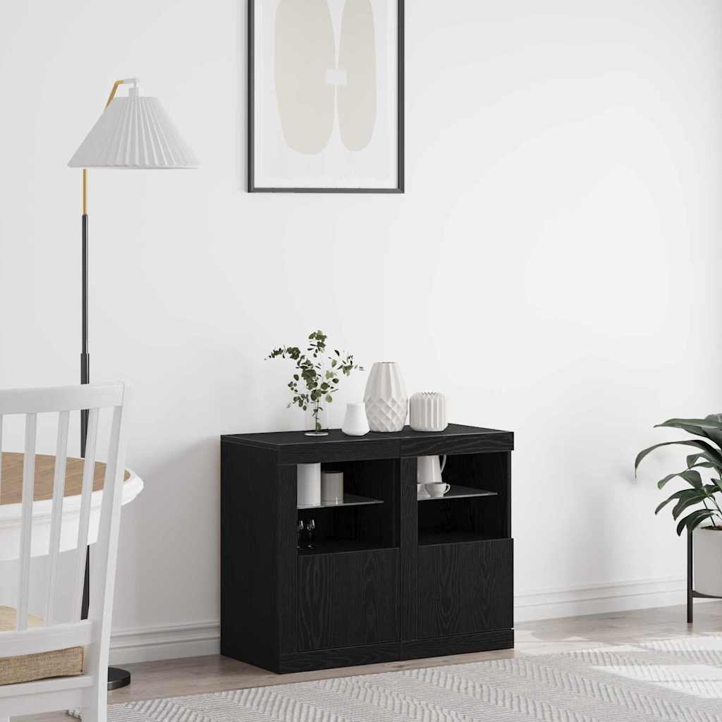 Armadietti Con Luci Led 2Pz Bianchi In Legno Multistrato