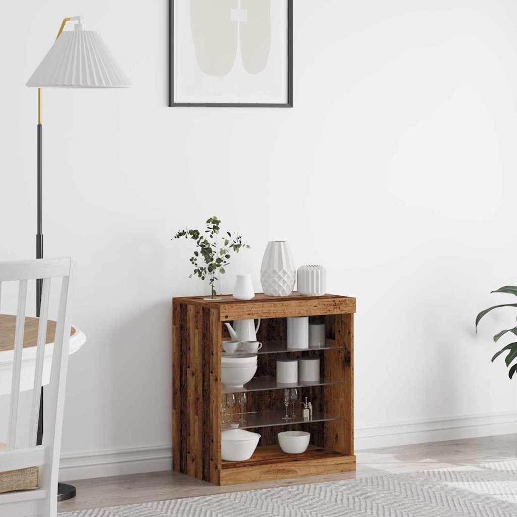 Credenza Con Luci Led Nera 60,5X37X67 Cm