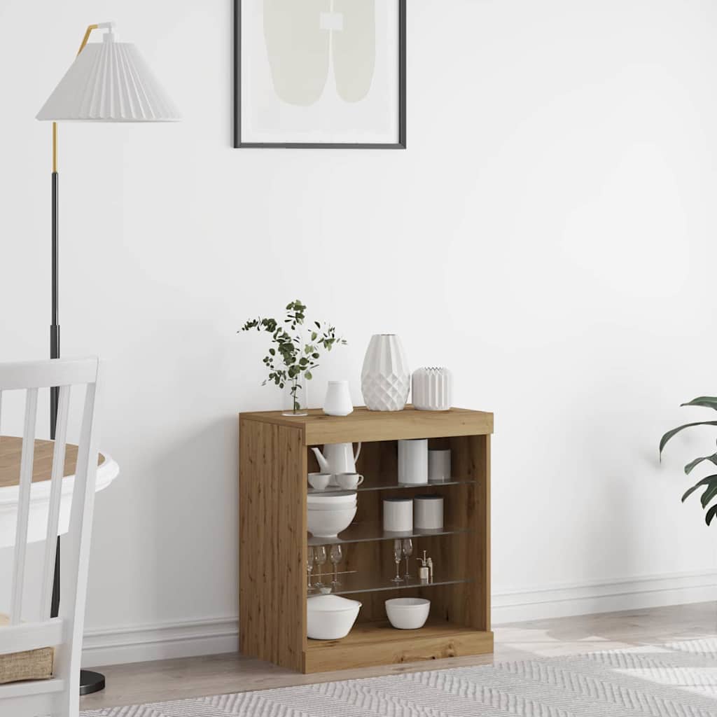 Credenza Con Luci Led Nera 60,5X37X67 Cm