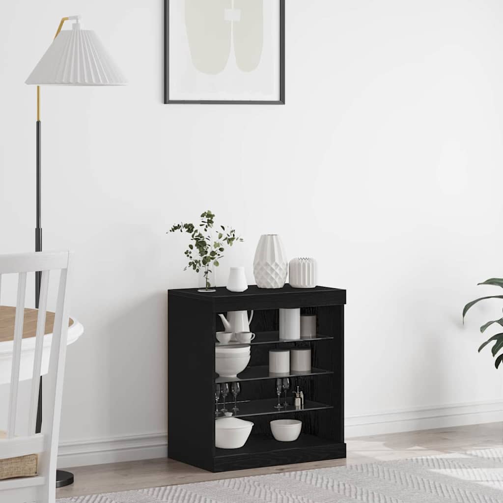 Credenza Con Luci Led Nera 60,5X37X67 Cm