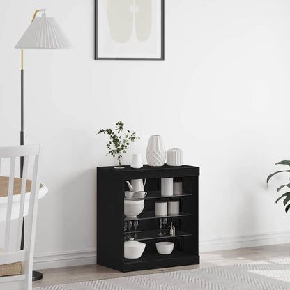 Credenza Con Luci Led Nera 60,5X37X67 Cm
