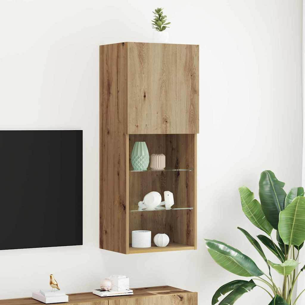 Mobili Tv Con Luci Led 2 Pz 30,5X30X102 Cm