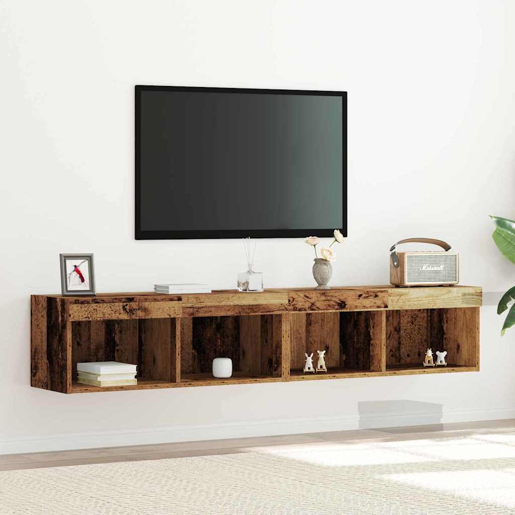 Mobili Porta Tv Con Luci Led 2 Pz Bianchi 80X30X30 Cm