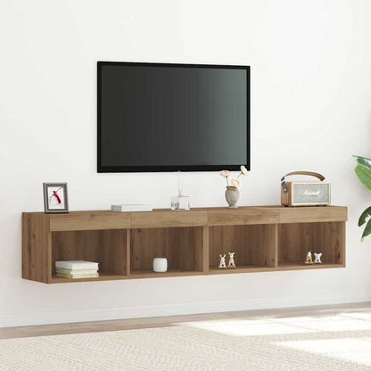 Mobili Porta Tv Con Luci Led 2 Pz Bianchi 80X30X30 Cm