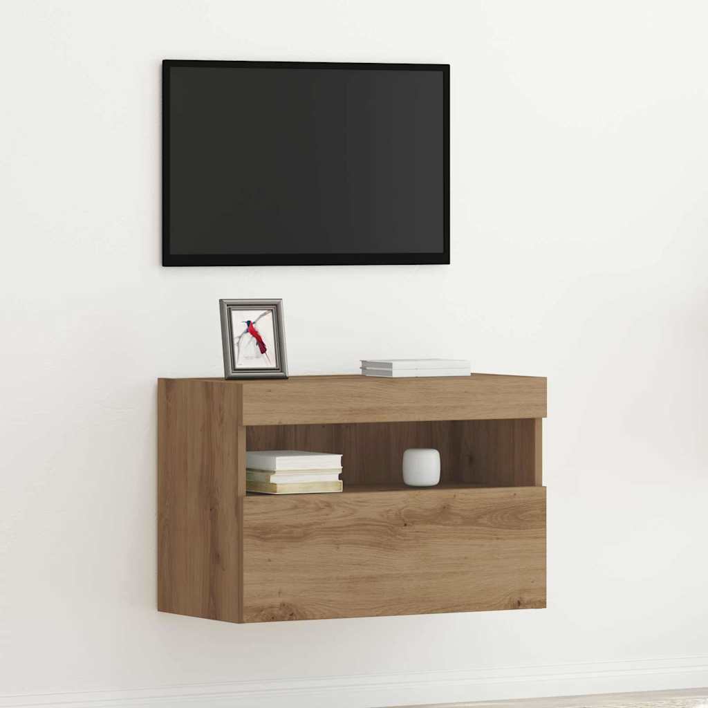 Mobile Tv A Parete Con Luci Led 60X30X40 Cm