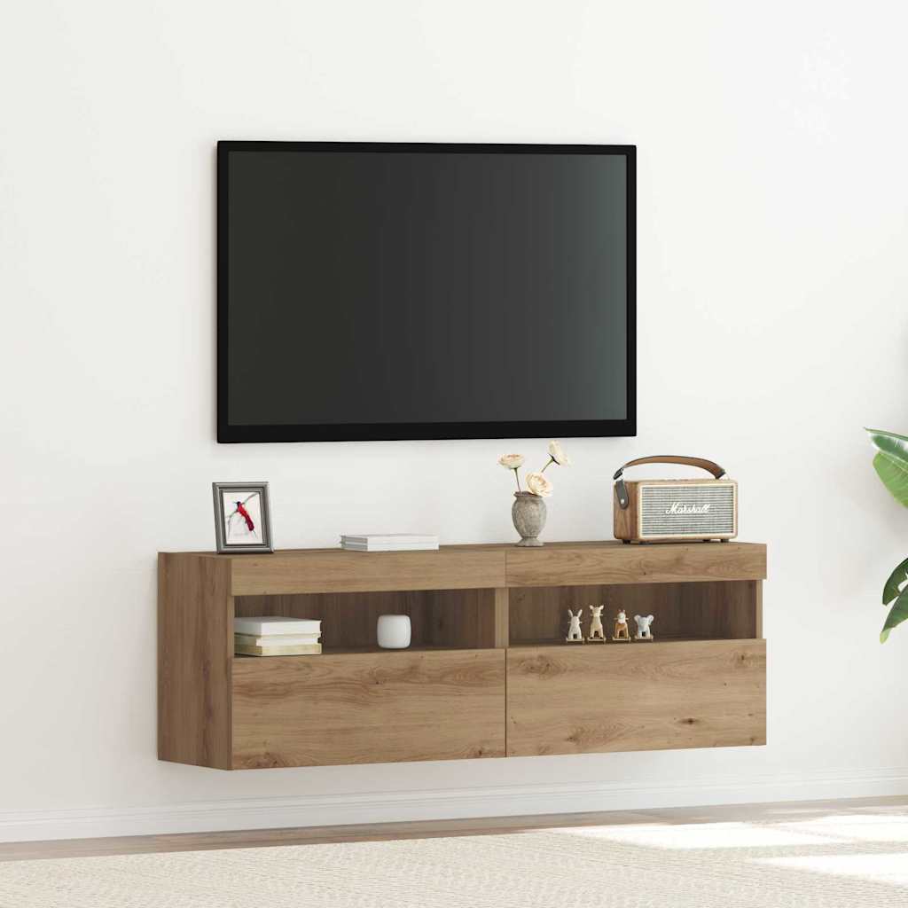 Mobile Tv A Parete Con Luci Led 60X30X40 Cm