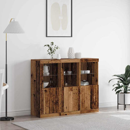 Credenze Con Luci Led 3 Pz Nere In Legno Multistrato