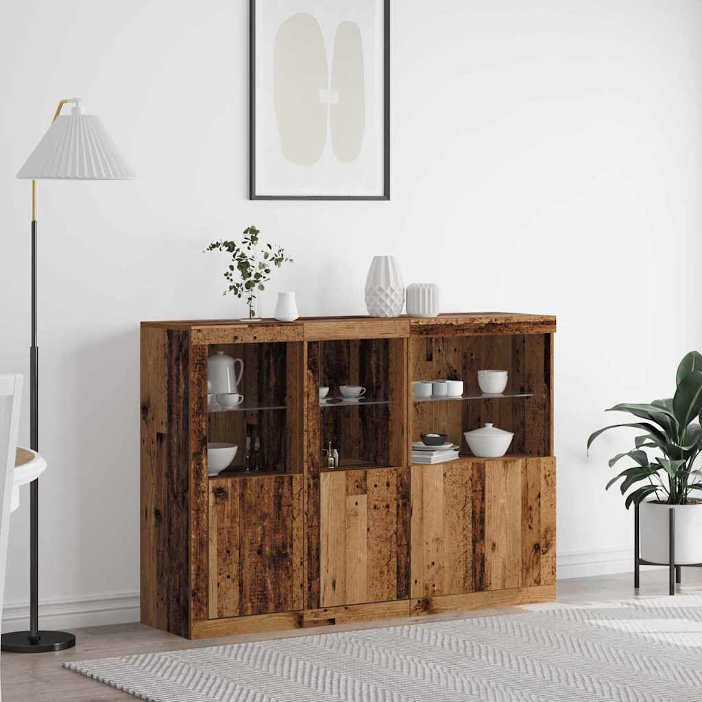 Credenze Con Luci Led 3 Pz In Legno Multistrato