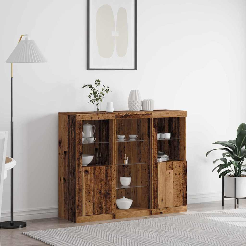 Credenze Con Luci Led 3 Pz In Legno Multistrato