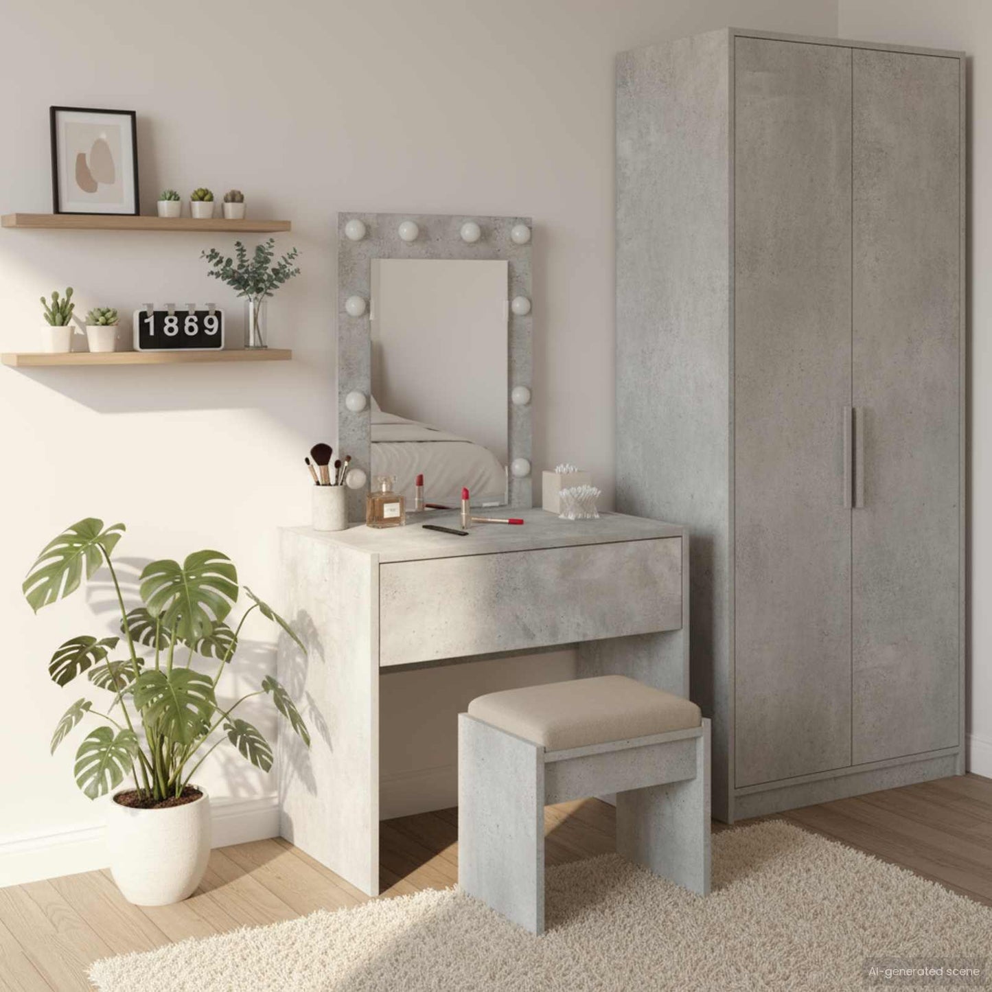 Tavolo Da Trucco Marrone Legno Multistrato