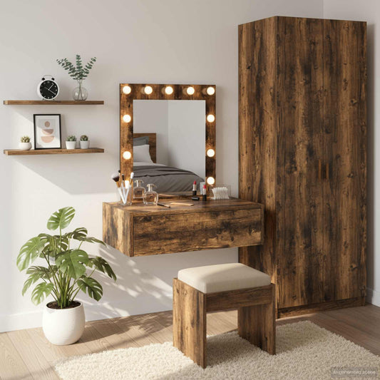 Tavolo Da Trucco Marrone Legno Multistrato
