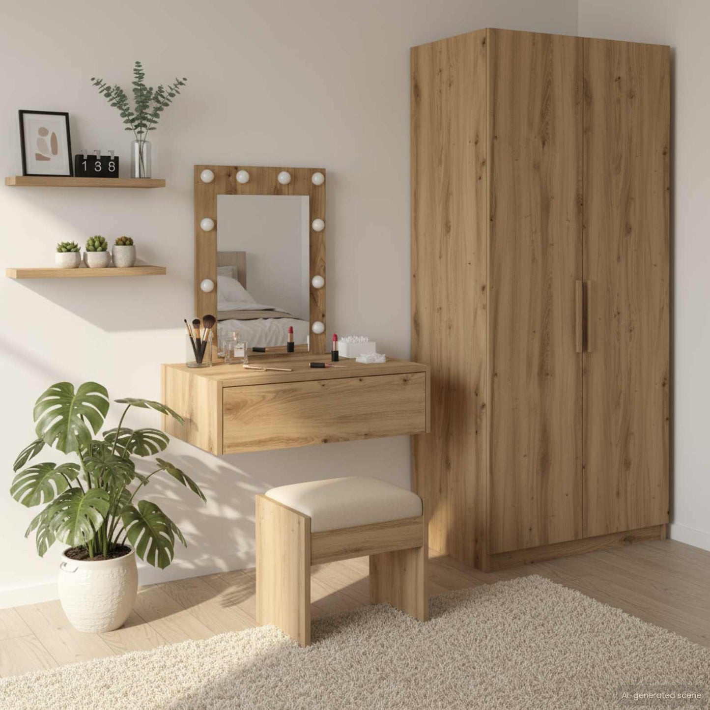 Tavolo Da Trucco Marrone Legno Multistrato
