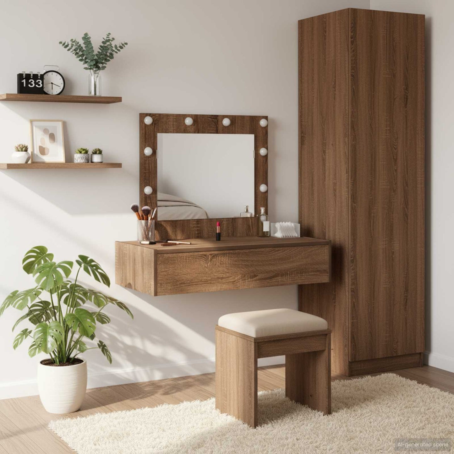 Tavolo Da Trucco Marrone Legno Multistrato