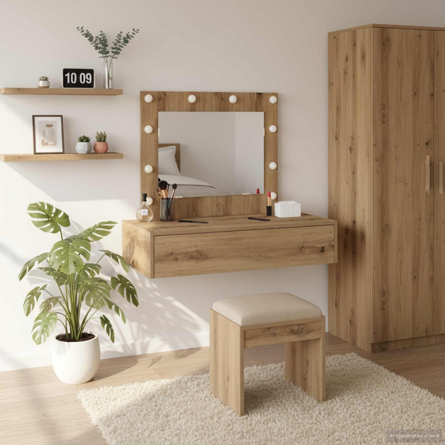 Tavolo Da Trucco Marrone Legno Multistrato