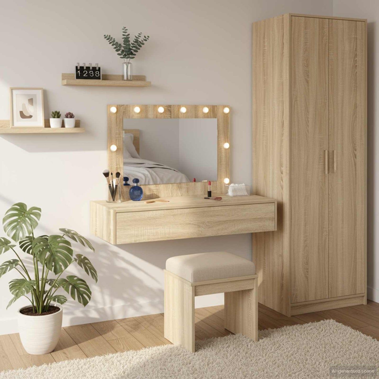Tavolo Da Trucco Marrone Legno Multistrato