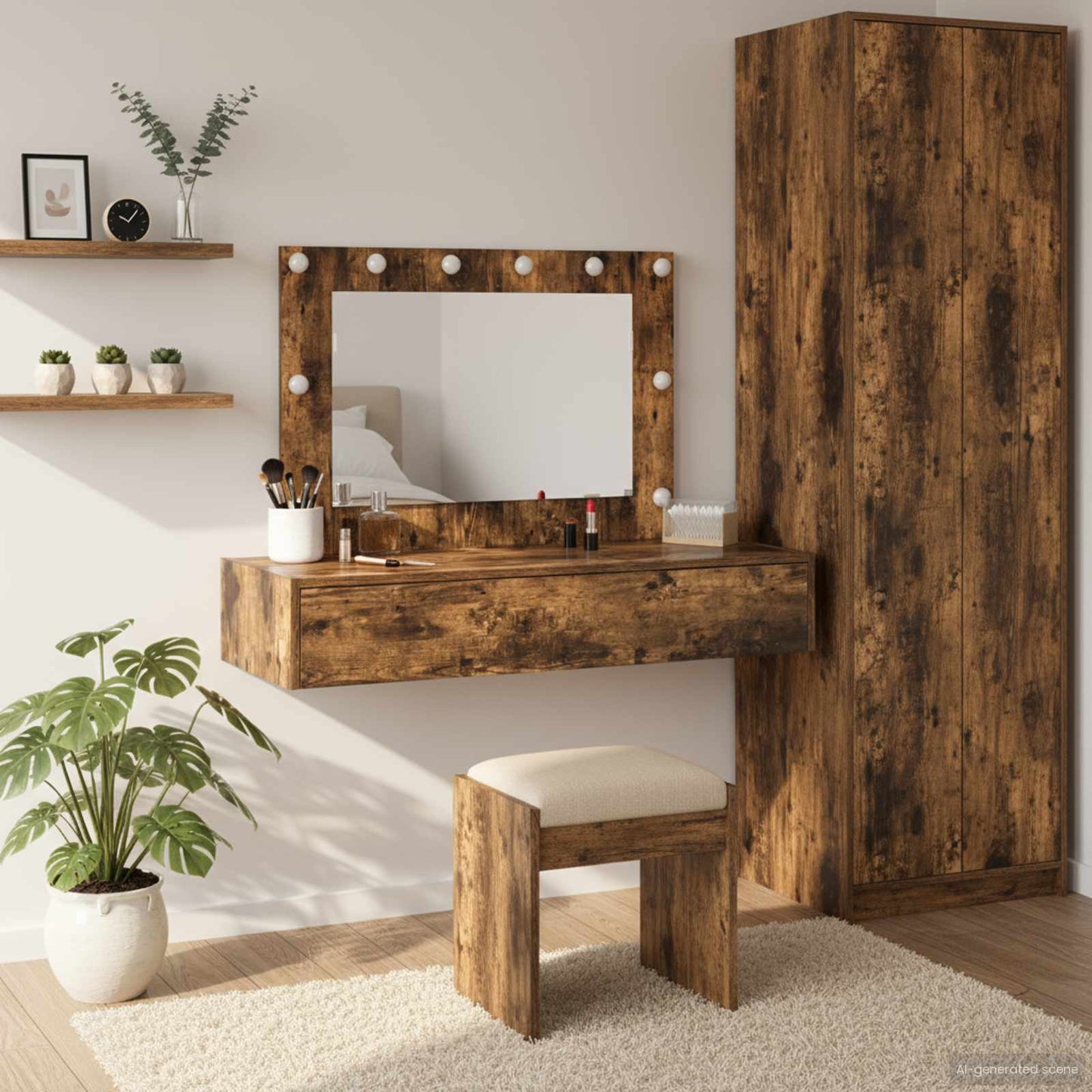 Tavolo Da Trucco Marrone Legno Multistrato