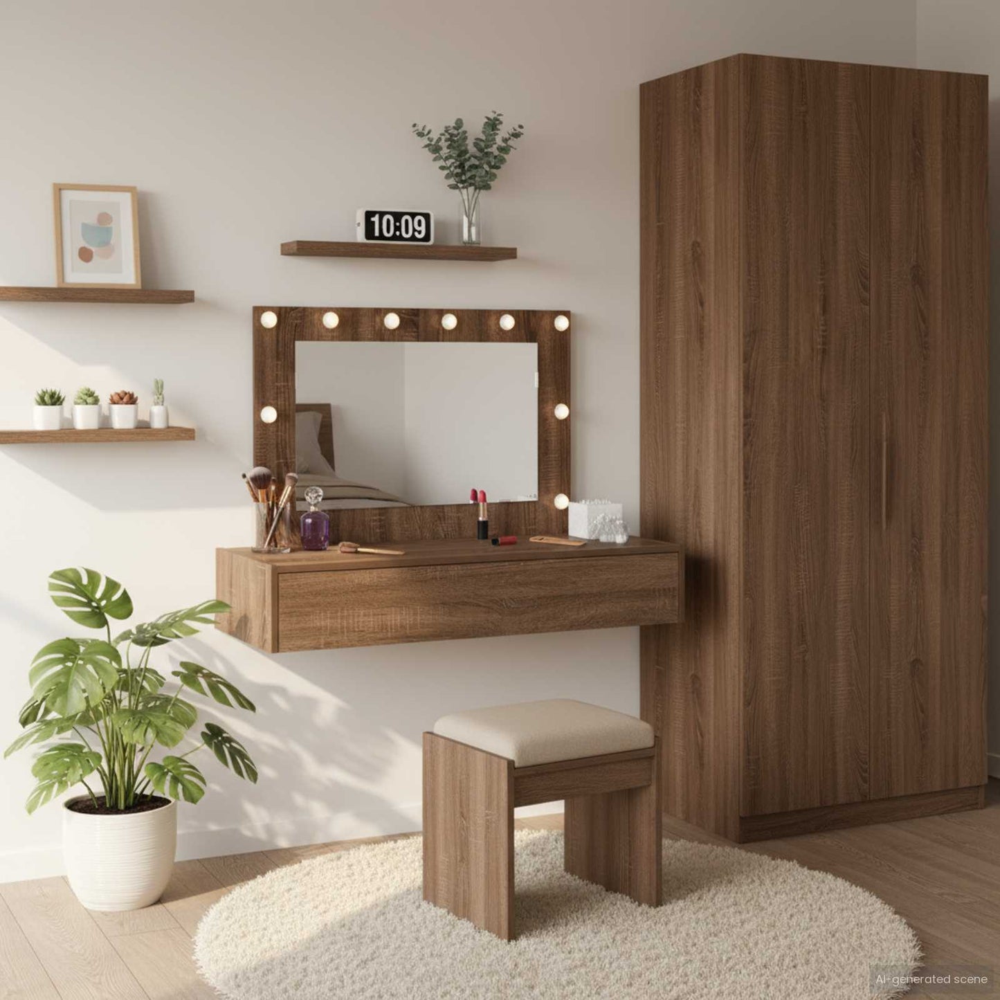 Tavolo Da Trucco Marrone Legno Multistrato