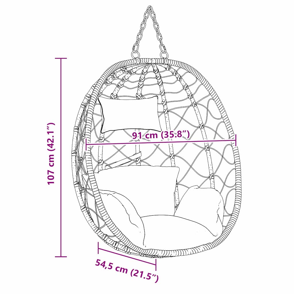 Sedia Uovo Sospesa 91,5 X 54,5 X 107 Cm Polyrattan