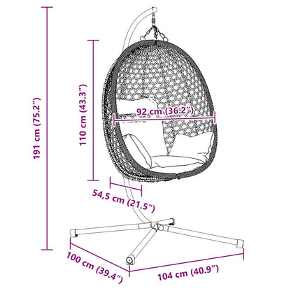 Sedia Uovo Sospesa 104 X 100 X 191 Cm Polyrattan