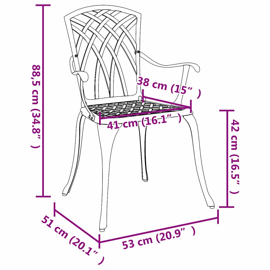 Sedia Da Giardino 2 Pcs 53 X 51 X 88,5Cm Alluminio