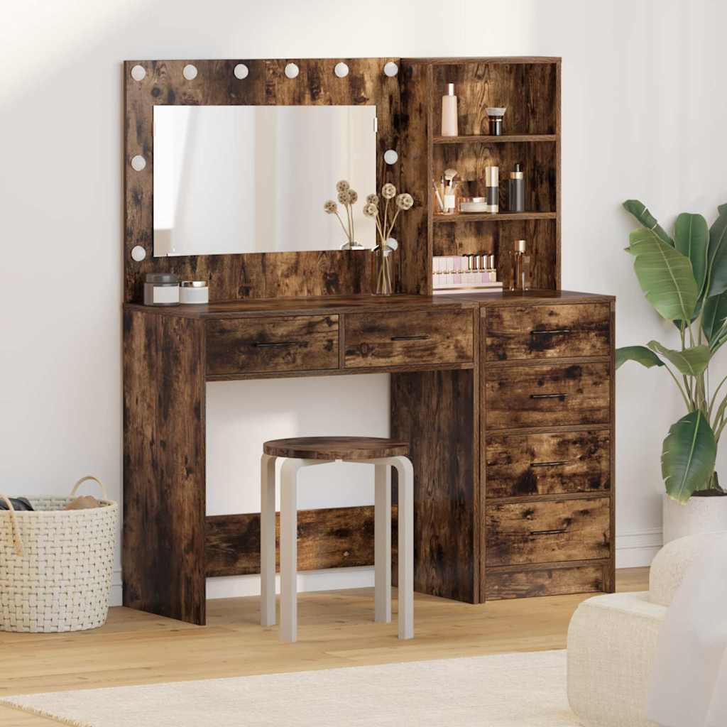 Tavolo Da Trucco Con Cassetto Grigio Chiaro 78.5 X 41 X 135 Cm