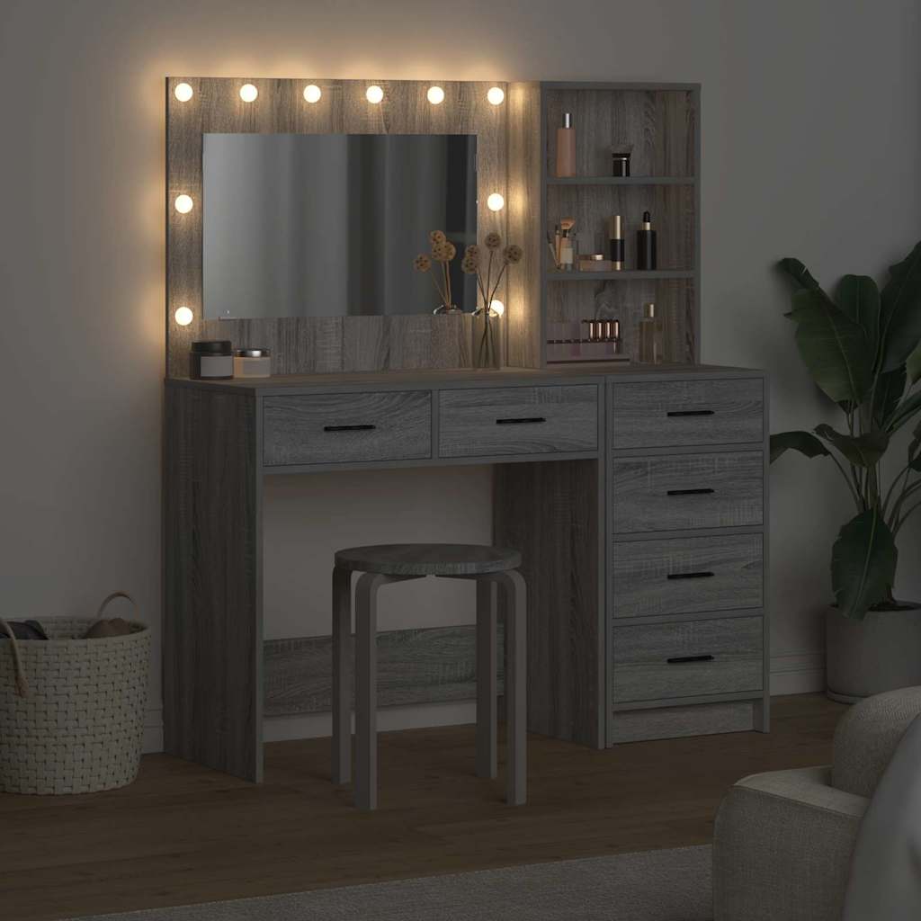 Tavolo Da Trucco Con Cassetto Grigio Chiaro 78.5 X 41 X 135 Cm