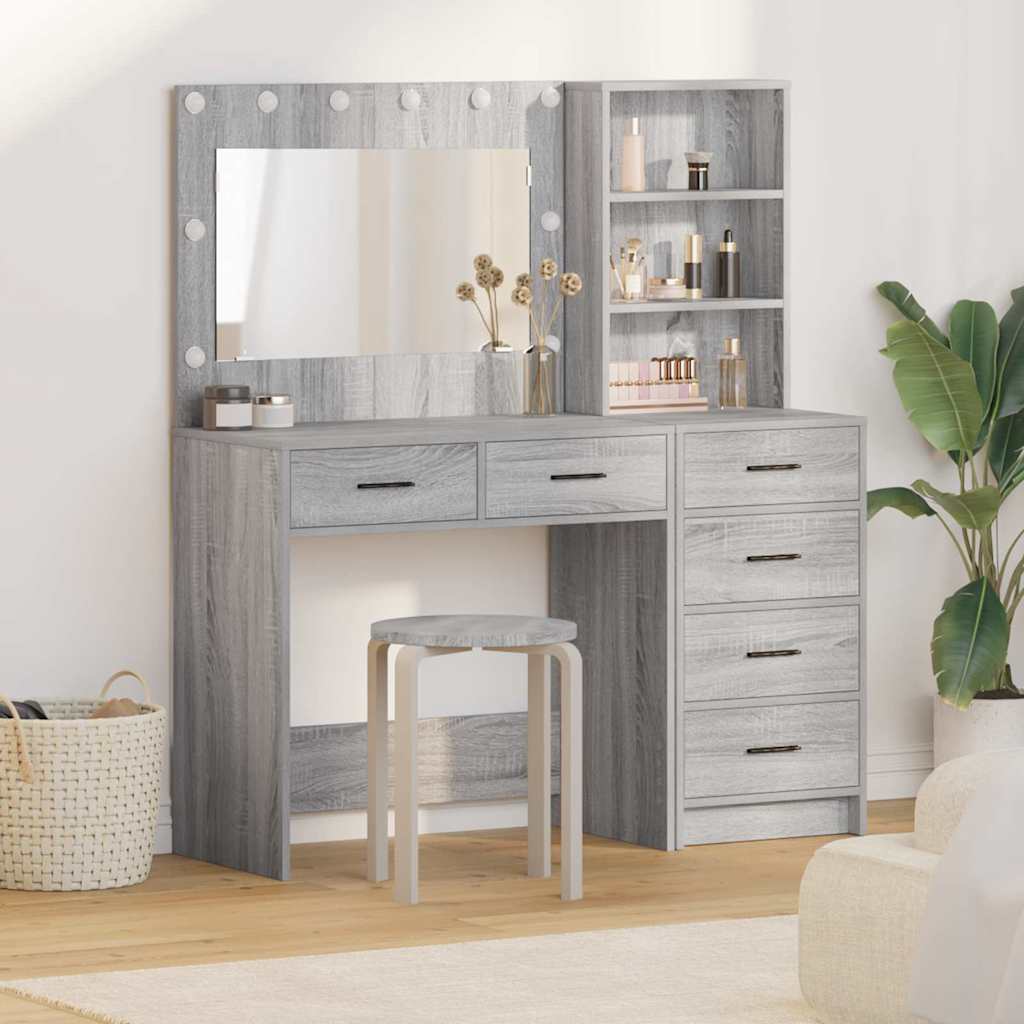 Tavolo Da Trucco Con Cassetto Grigio Chiaro 78.5 X 41 X 135 Cm