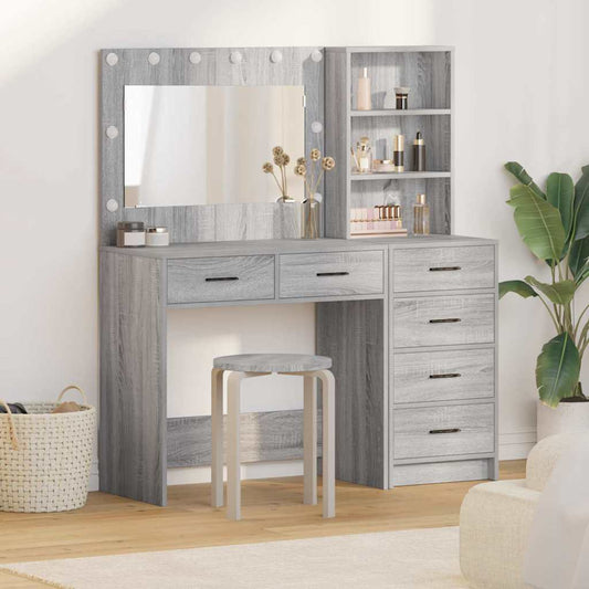 Tavolo Da Trucco Con Cassetto Grigio Chiaro 78.5 X 41 X 135 Cm
