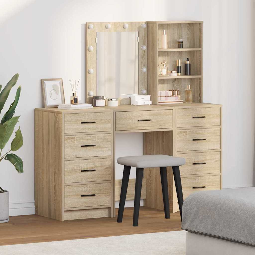 Tavolo Da Trucco Con Cassetto 3 Pcs Marrone Legno Multistrato
