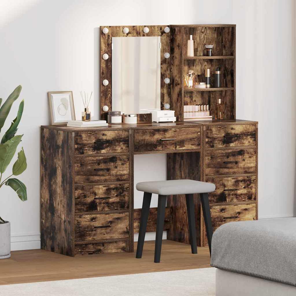 Tavolo Da Trucco Con Cassetto 3 Pcs Marrone Legno Multistrato