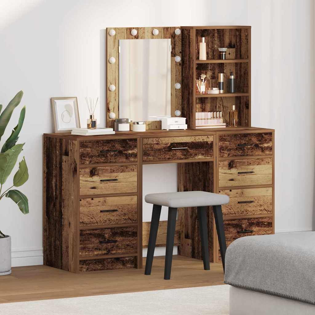 Tavolo Da Trucco Con Cassetto 3 Pcs Marrone Legno Multistrato