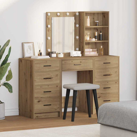 Tavolo Da Trucco Con Cassetto 3 Pcs Marrone Legno Multistrato