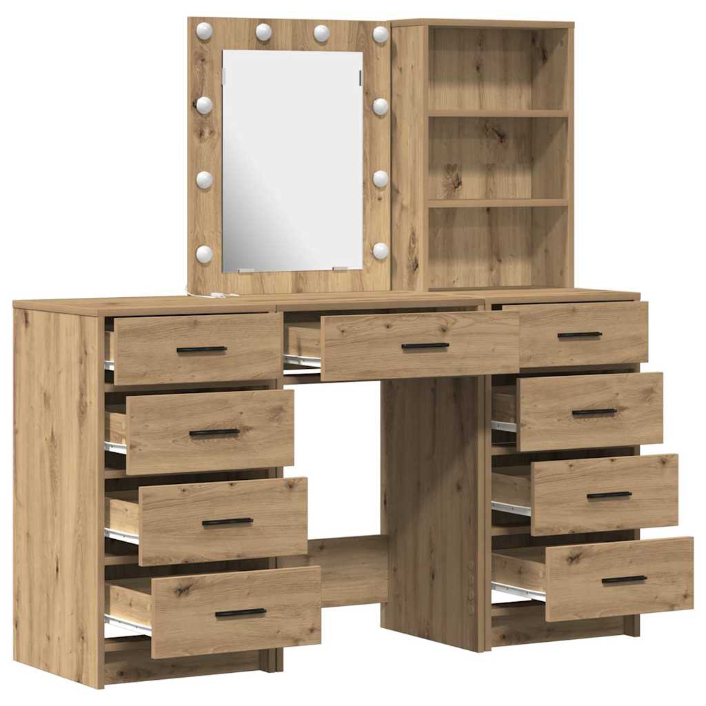 Tavolo Da Trucco Con Cassetto 3 Pcs Marrone Legno Multistrato