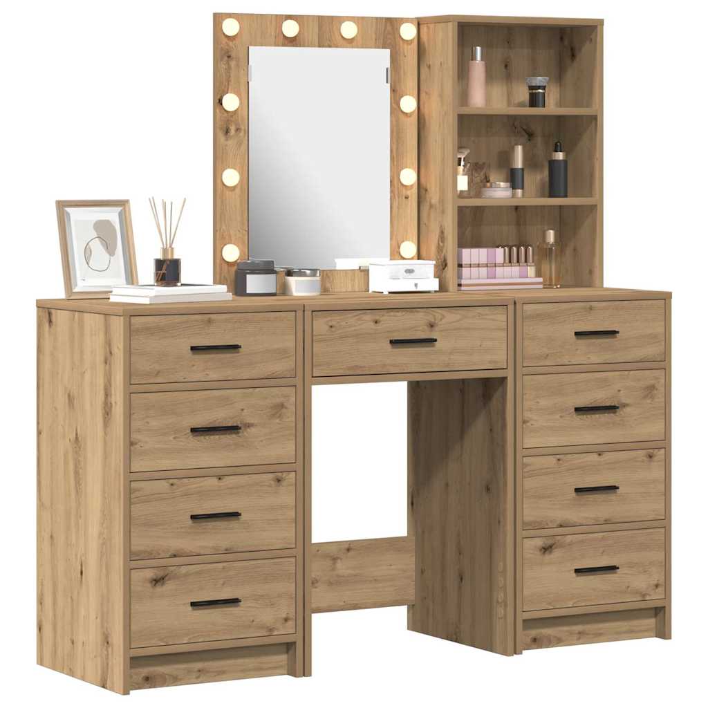 Tavolo Da Trucco Con Cassetto 3 Pcs Marrone Legno Multistrato