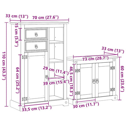Set Mobili Da Bagno 2 Pz Corona In Legno Massello Di Pino