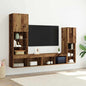 Mobili Tv A Muro Con Led 4Pz Neri In Legno Multistrato