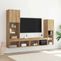 Mobili Tv A Muro Con Led 4Pz Neri In Legno Multistrato