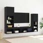 Mobili Tv A Muro Con Led 4Pz Neri In Legno Multistrato