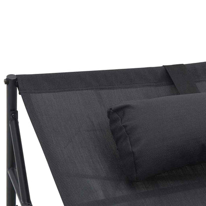 Lettino Da Giardino 2 Pcs Nero Acciaio Verniciato A Polvere