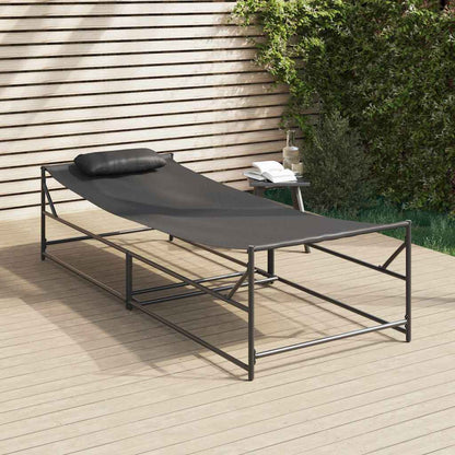Lettino Da Giardino 2 Pcs Nero Acciaio Verniciato A Polvere