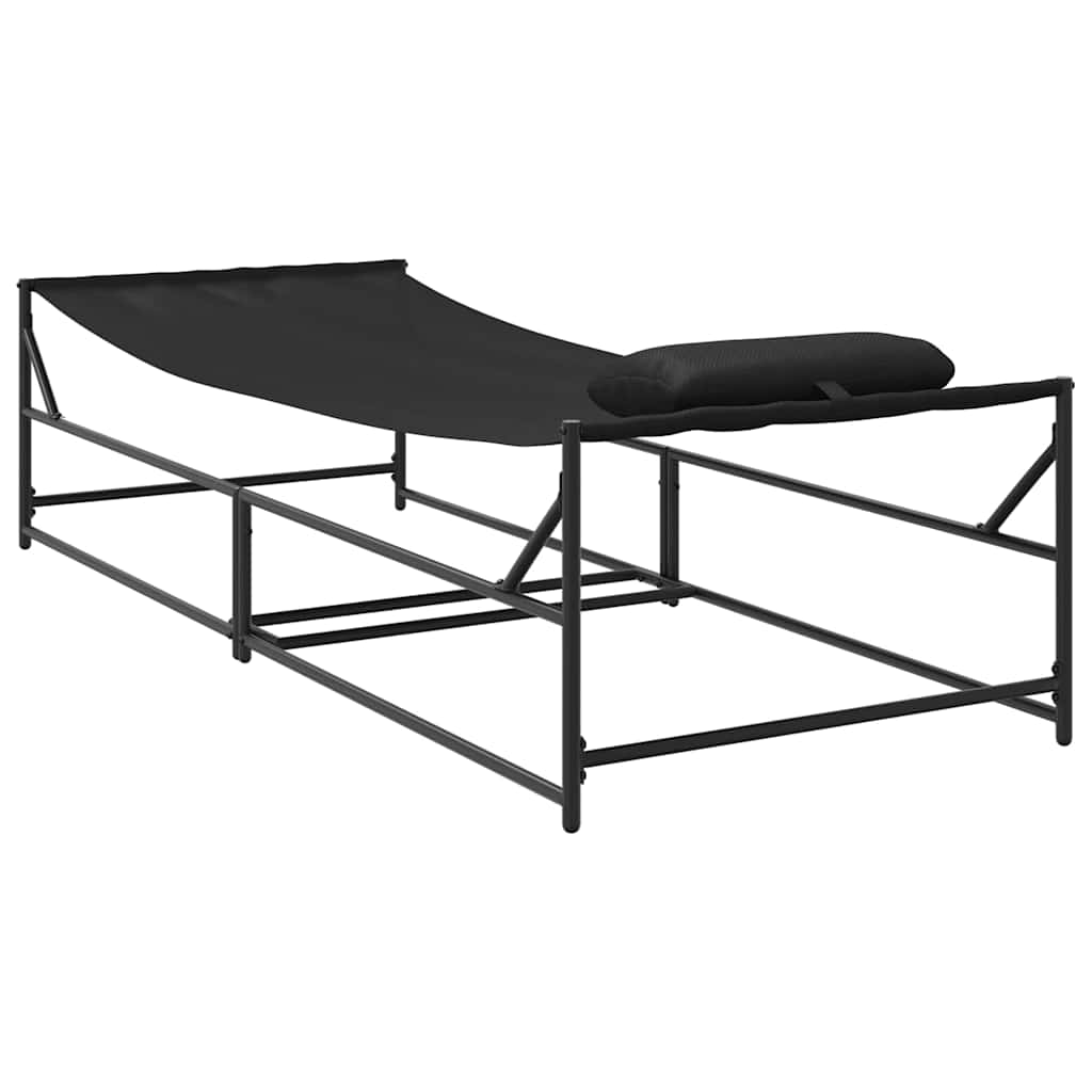 Lettino Da Giardino 2 Pcs Nero Acciaio Verniciato A Polvere