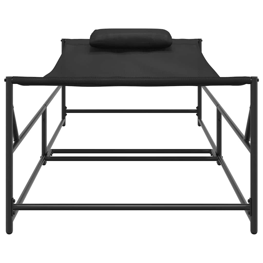 Lettino Da Giardino 2 Pcs Nero Acciaio Verniciato A Polvere