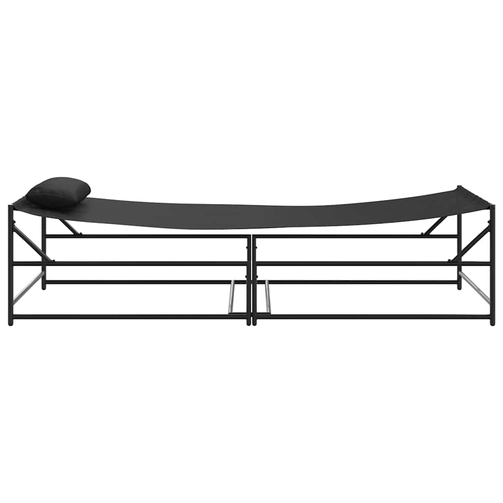 Lettino Da Giardino 2 Pcs Nero Acciaio Verniciato A Polvere