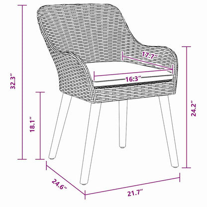 Sedia Da Giardino 2 Pcs 62,5 X 55 X 82 Cm Polyrattan