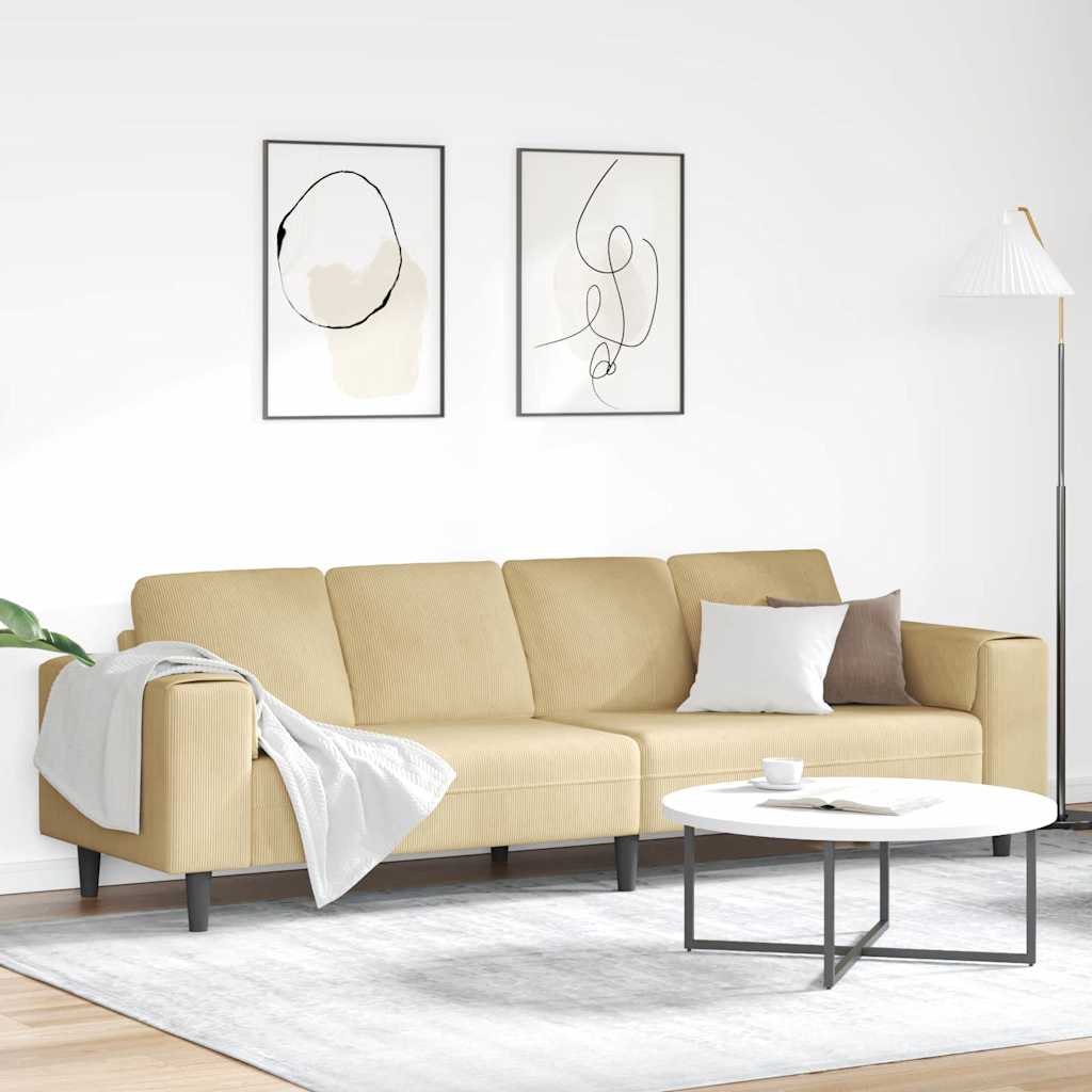 Divano 250 X 188 X 76 Cm Tessuto In Cords