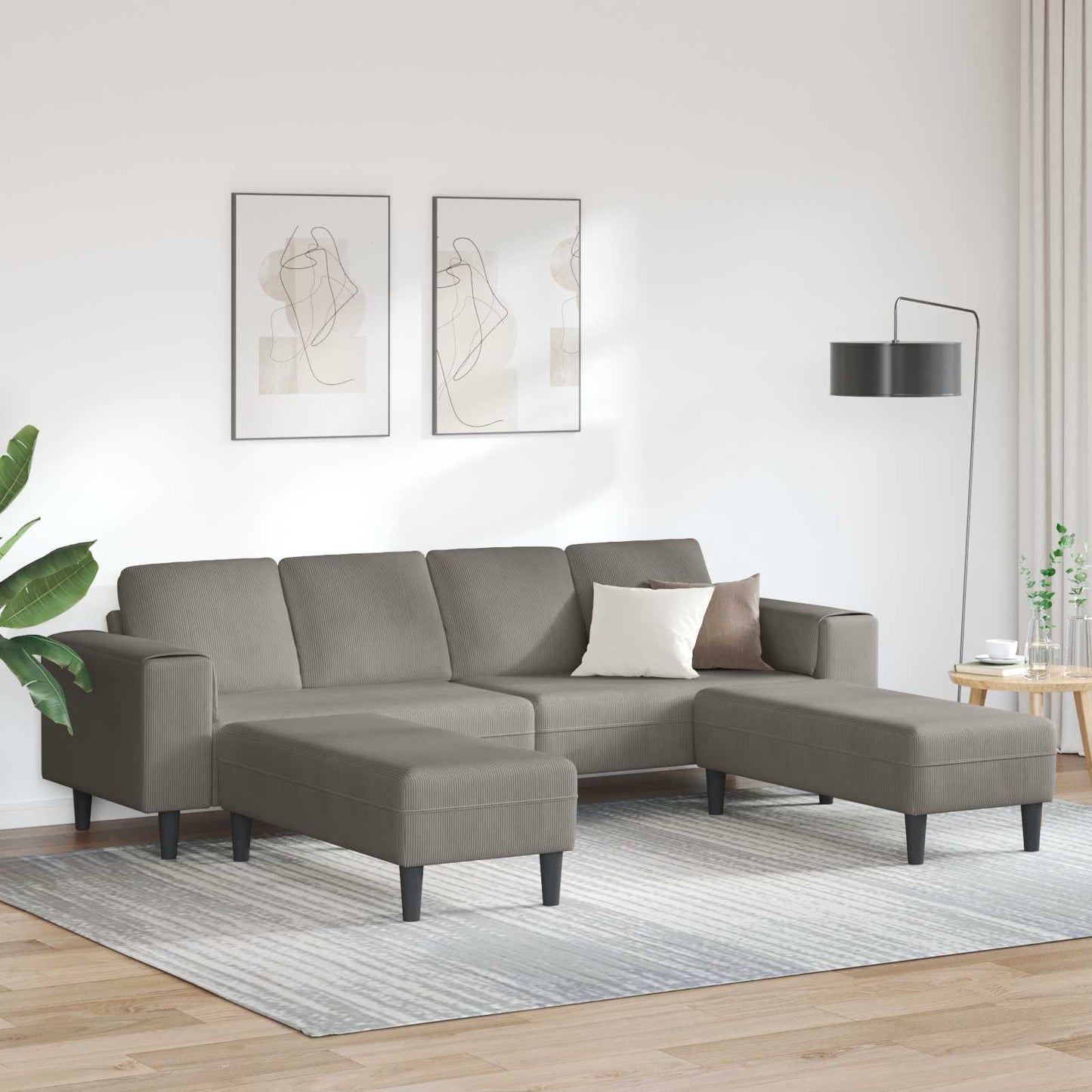 Divano 250 X 188 X 76 Cm Tessuto In Cords