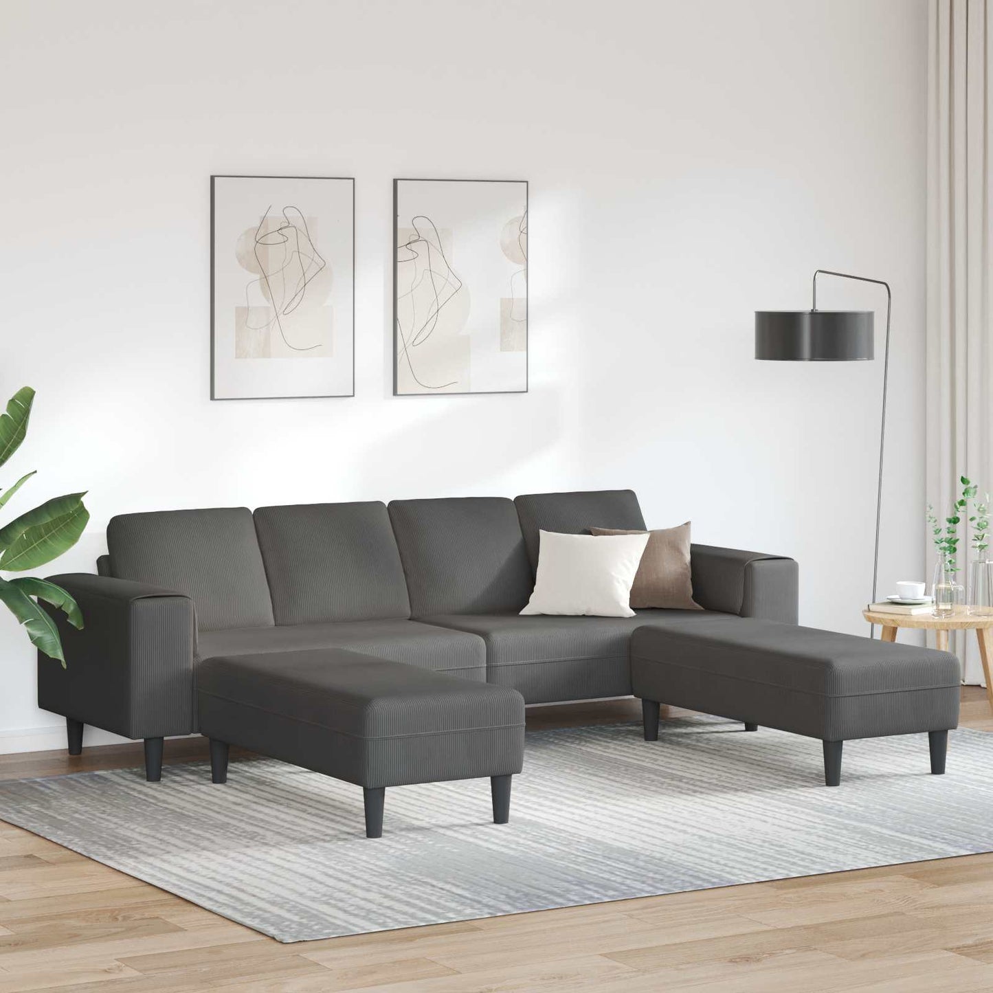 Divano 250 X 188 X 76 Cm Tessuto In Cords