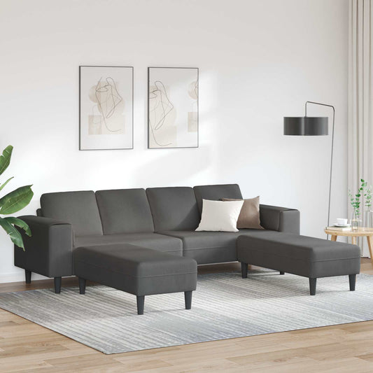 Divano 250 X 188 X 76 Cm Tessuto In Cords