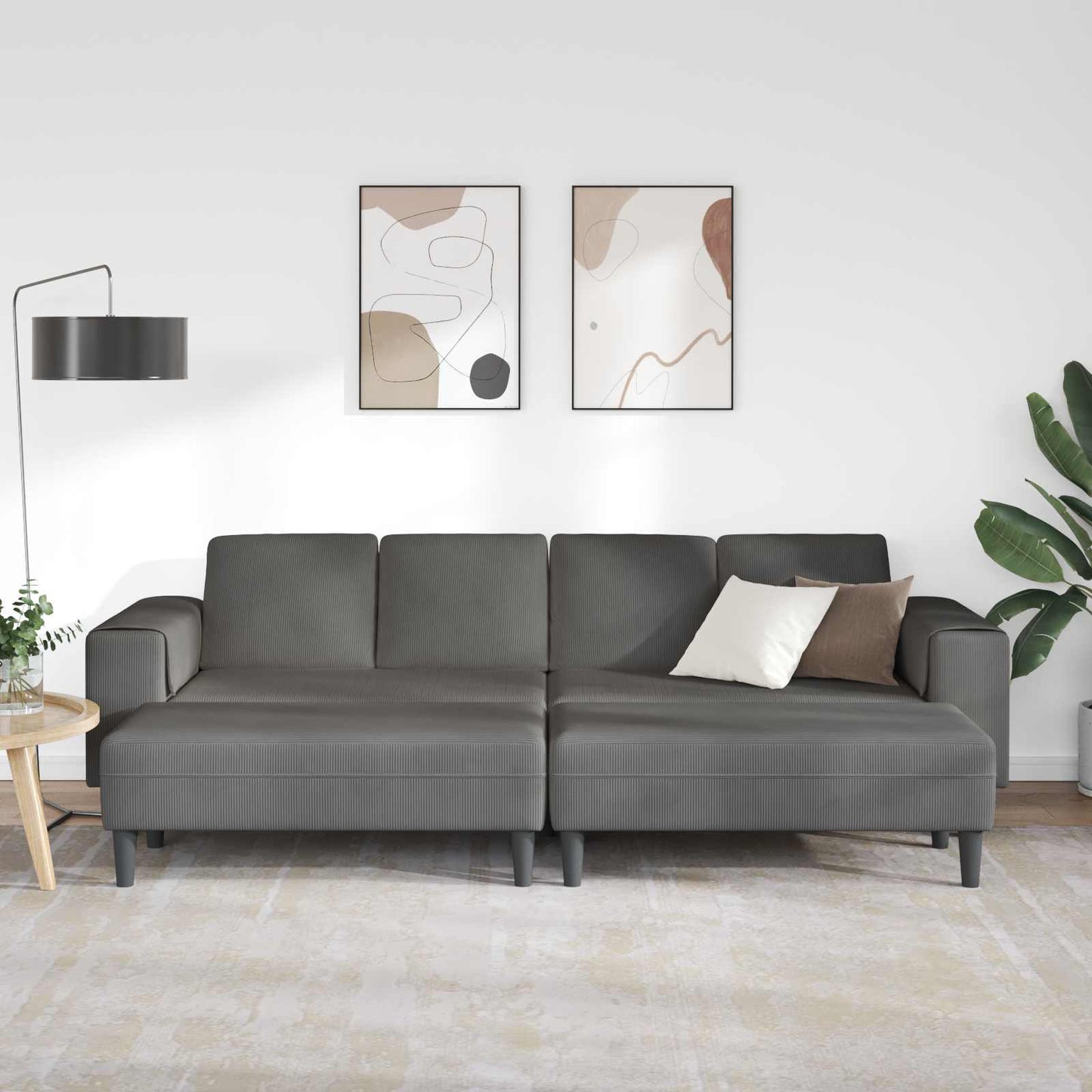 Divano 250 X 188 X 76 Cm Tessuto In Cords